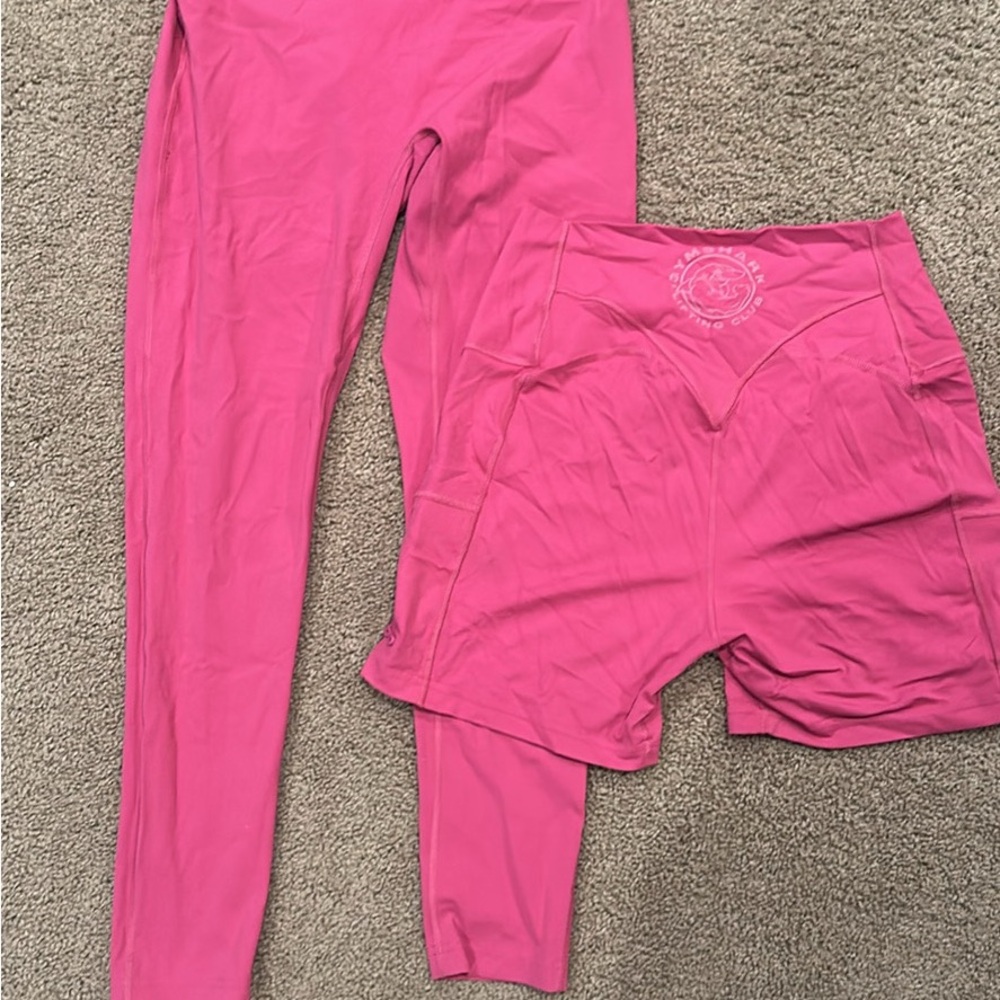 Women’s Pink Leggings and Shorts Set